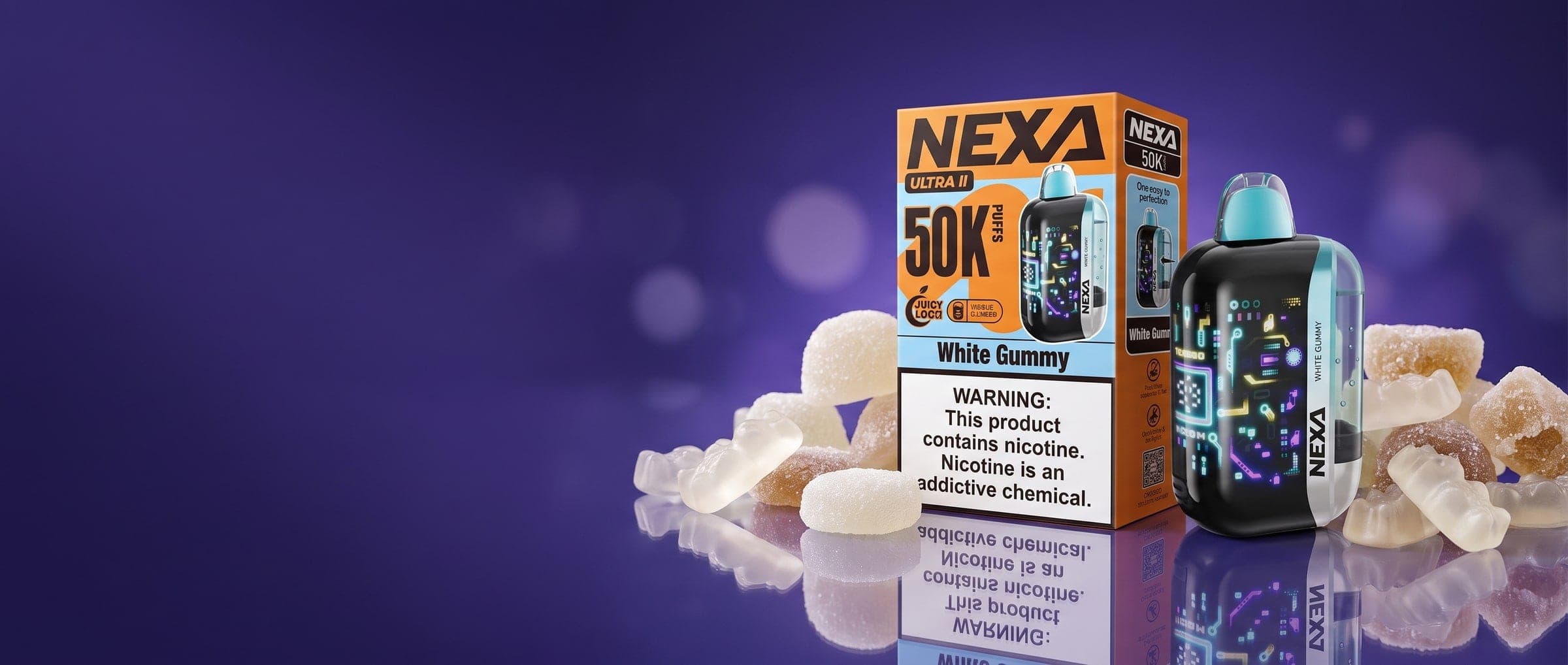 VOOPOO NEXA Ultra II 50K Disposable Vape (5%, 50000 Puffs) - White Gummy