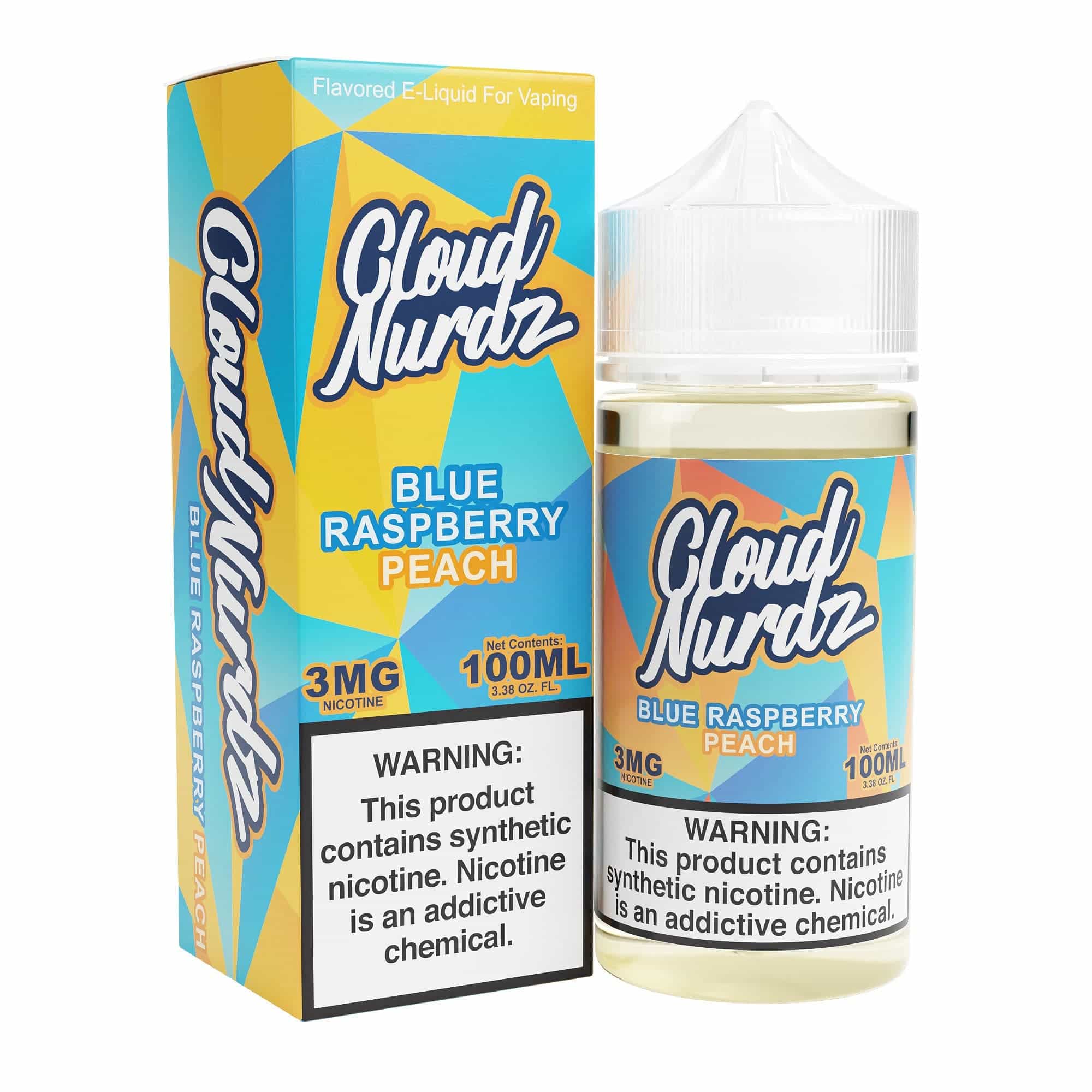 Cloud Nurdz Peach Blue Raspberry 100ml Synthetic Nic Vape Juice
