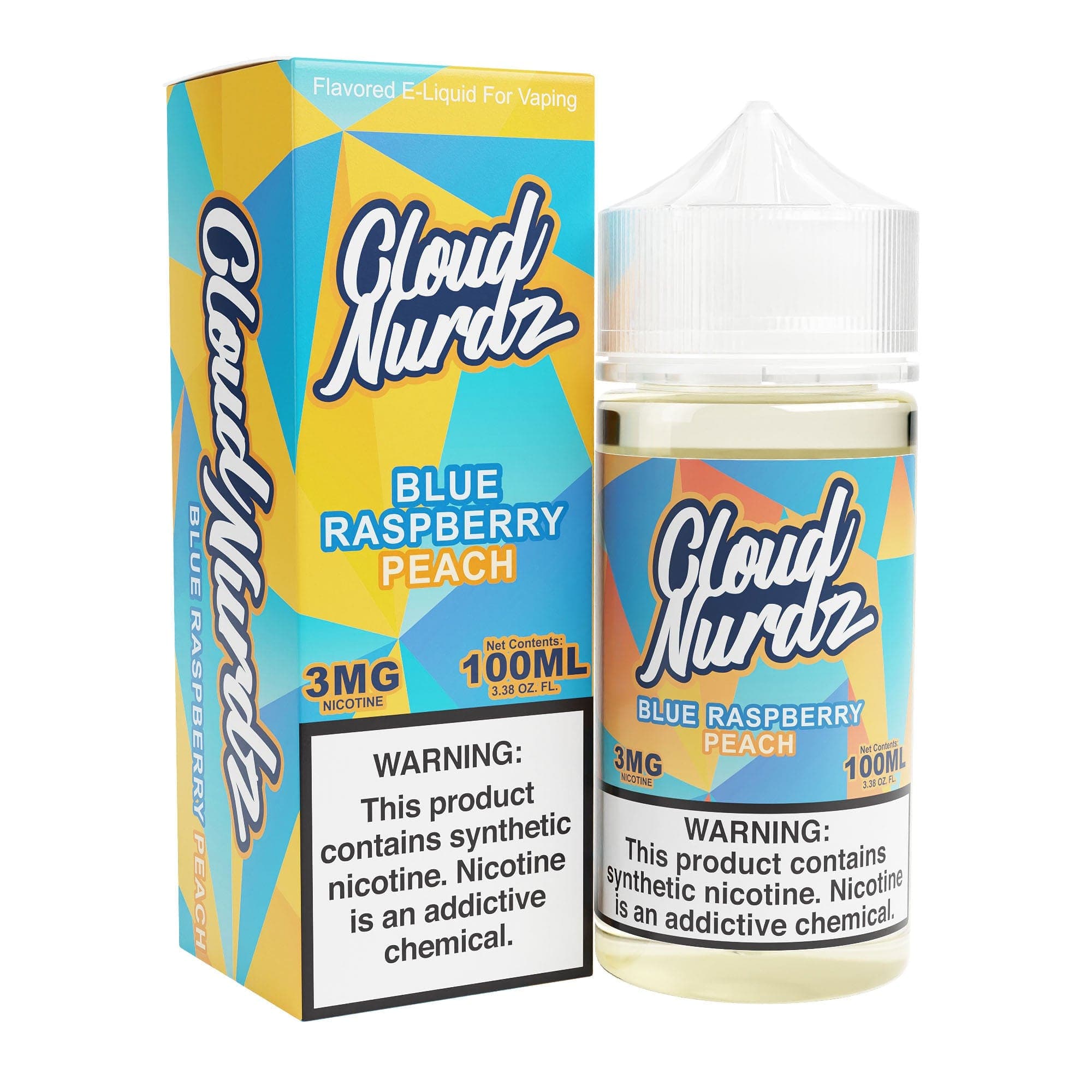 Cloud Nurdz Peach Blue Raspberry 100ml Synthetic Nic Vape Juice