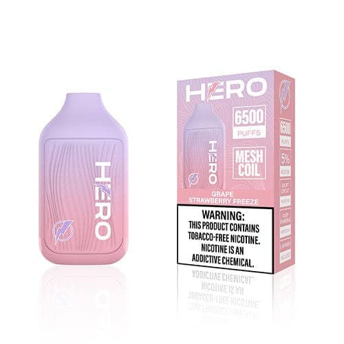 Hero 6500 Disposable Vape (5%, 6500 Puffs) - Grape Strawberry Freeze
