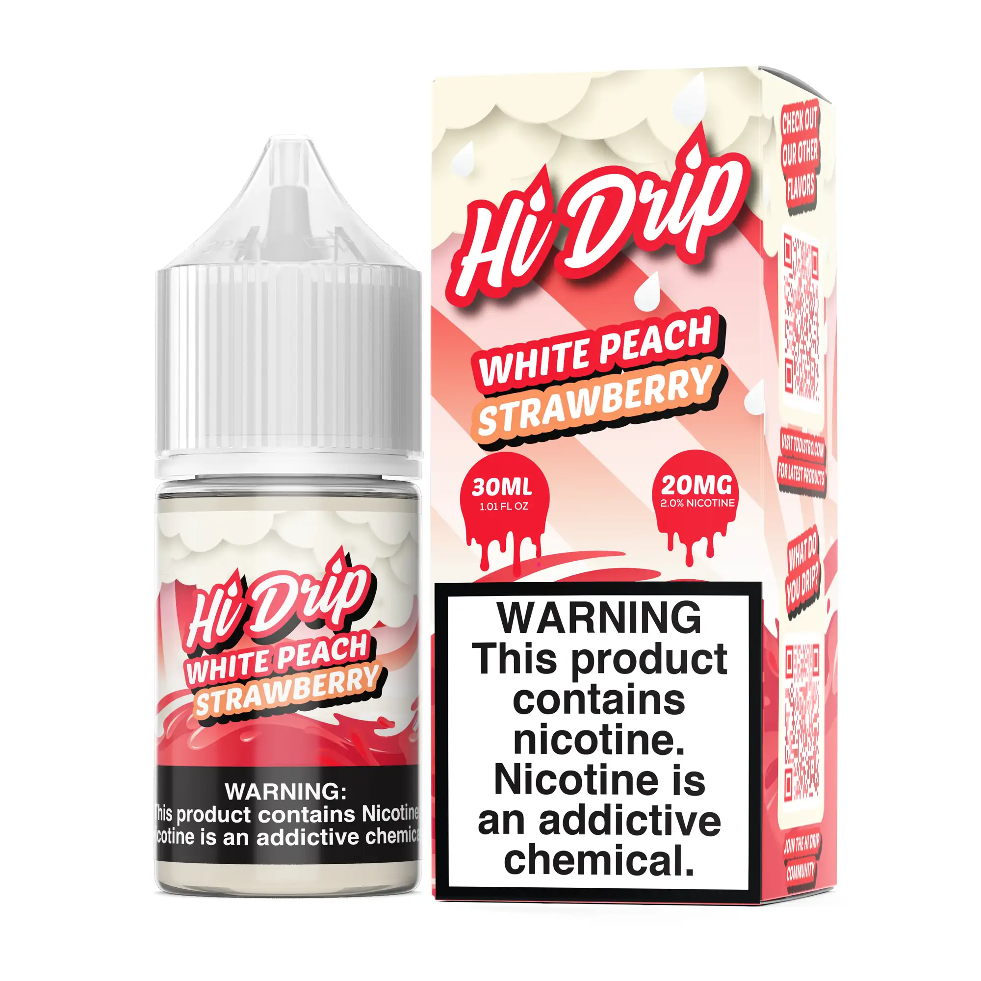 Hi-Drip White Peach Strawberry 30ml Nic Salt Vape Juice