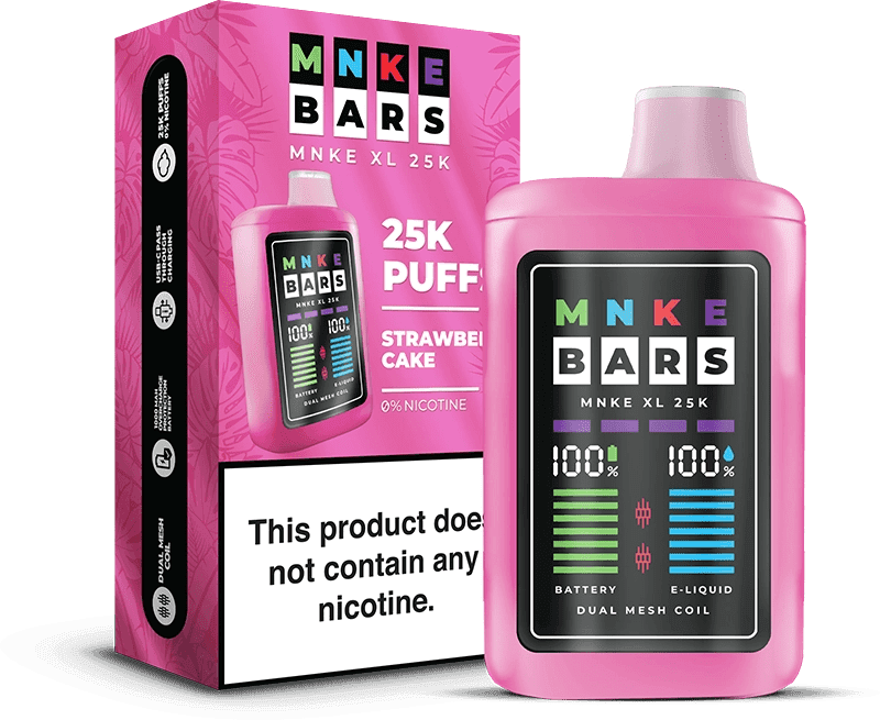 MNKE Bars XL 25K Disposable Vape (5%, 25000 Puffs) - Strawberry Cake (0%)
