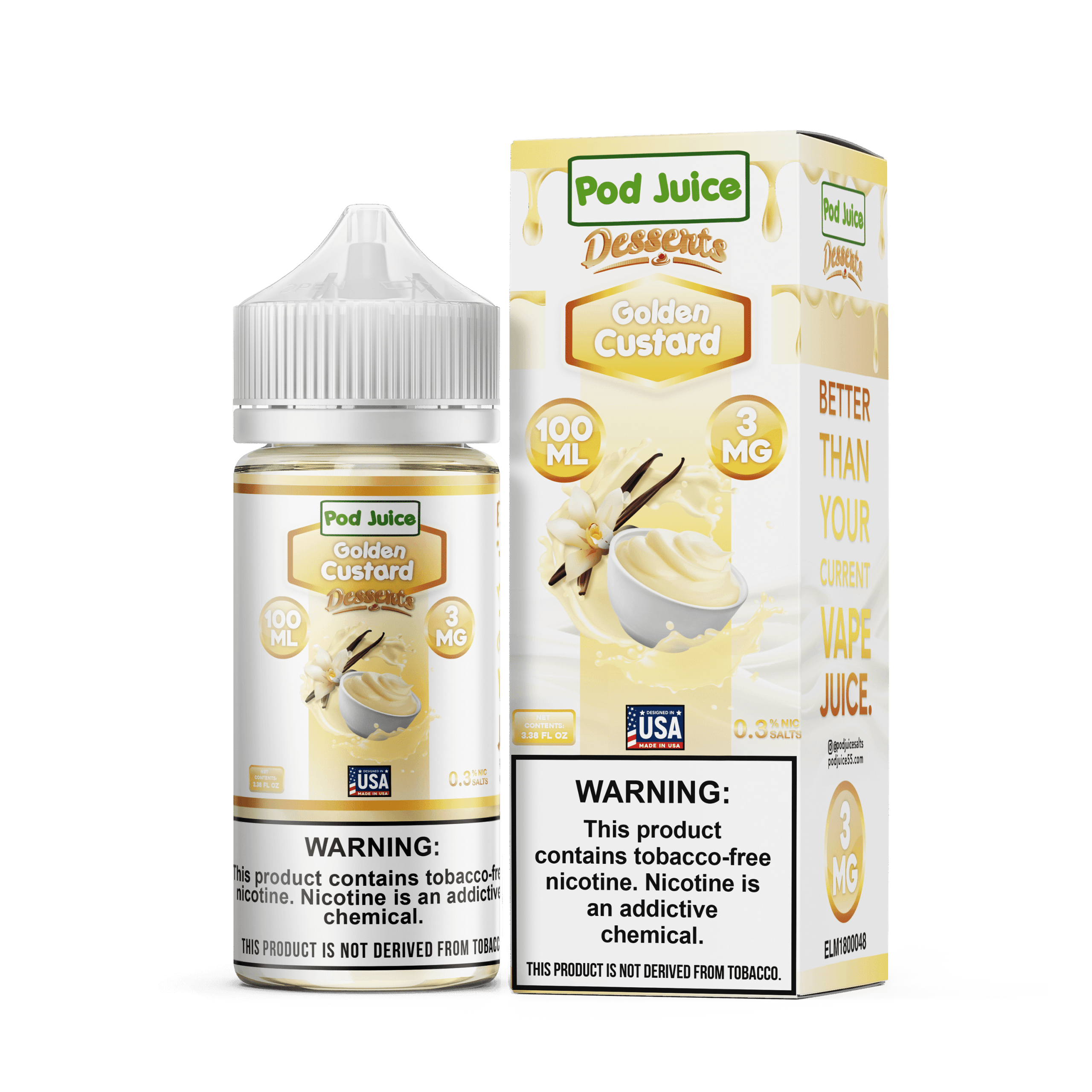 Pod Juice Desserts Golden Custard TF 100ml Vape Juice
