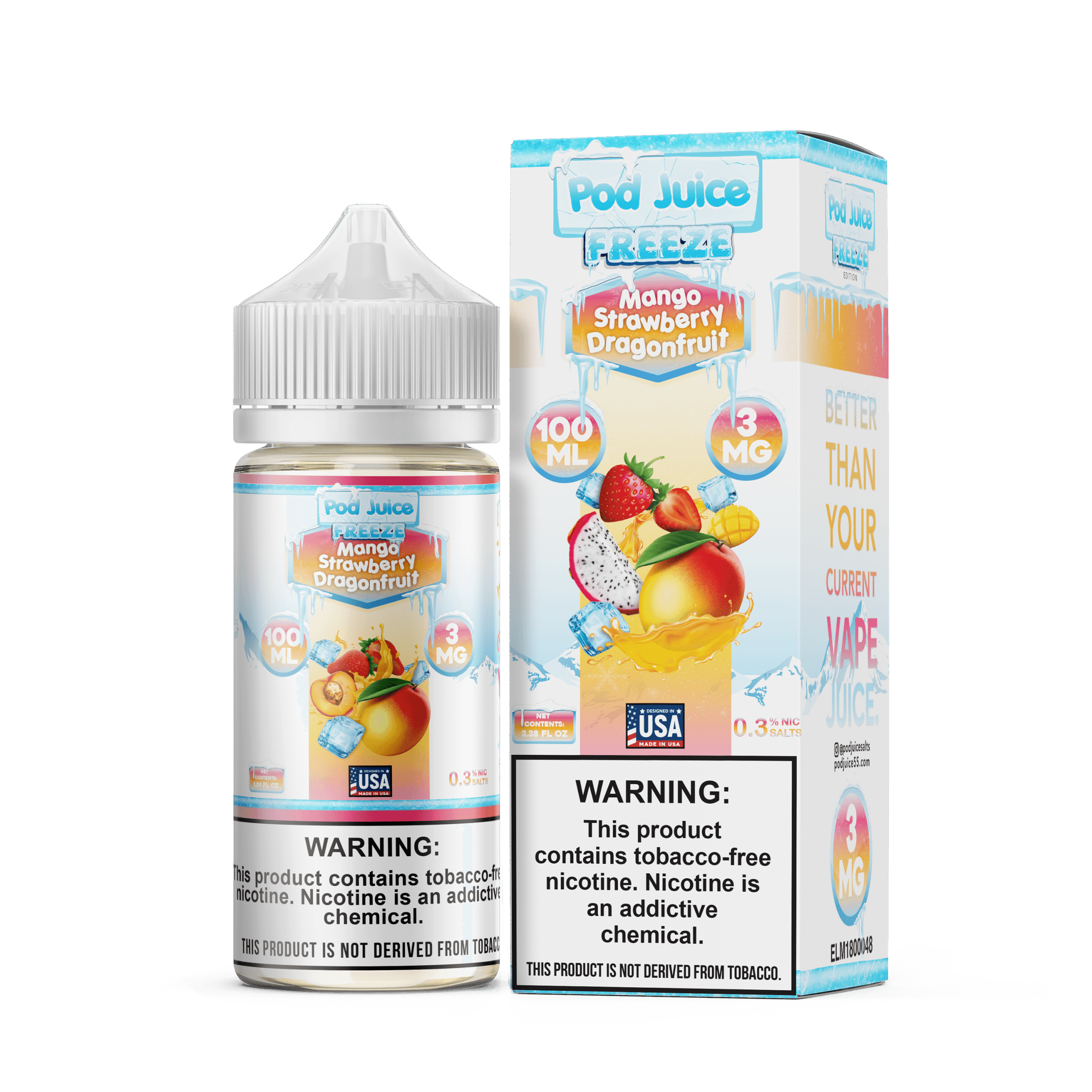 Pod Juice Freeze Mango Strawberry Dragonfruit TF 100ml Vape Juice