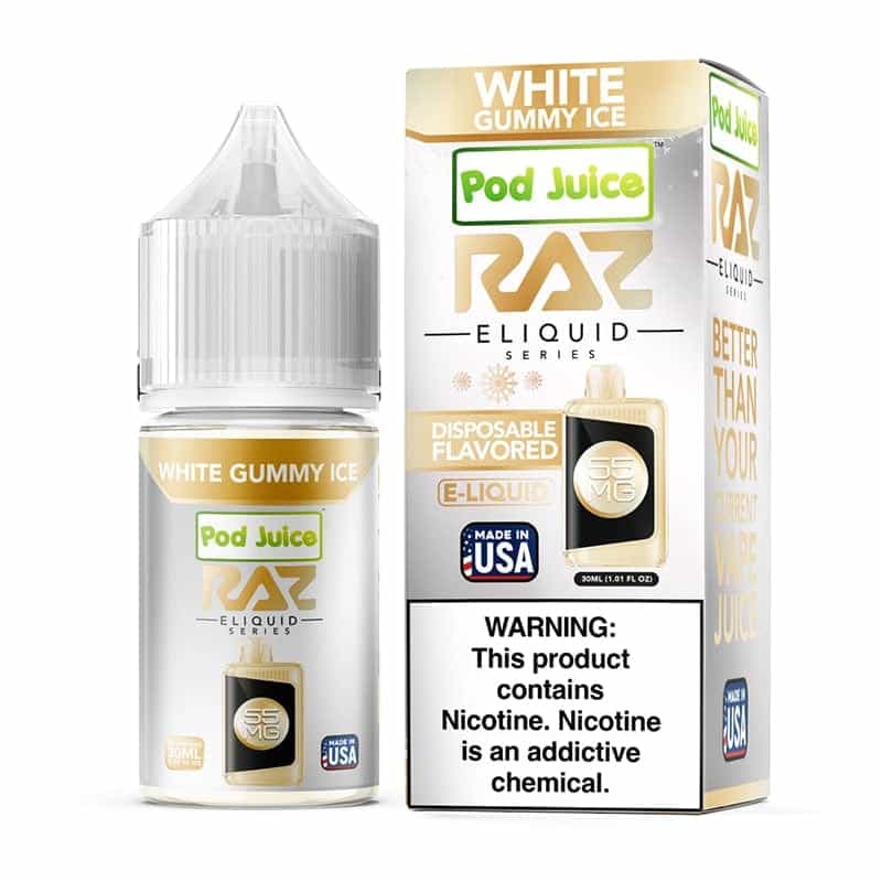 Pod Juice x RAZ White Gummy Ice TFN Salt Vape Juice 30ml