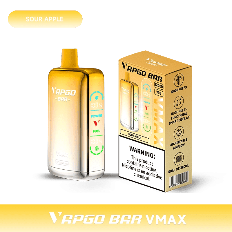 VAPGO BAR Vmax Disposable Vape (5%, 12000 Puffs) - Sour Apple
